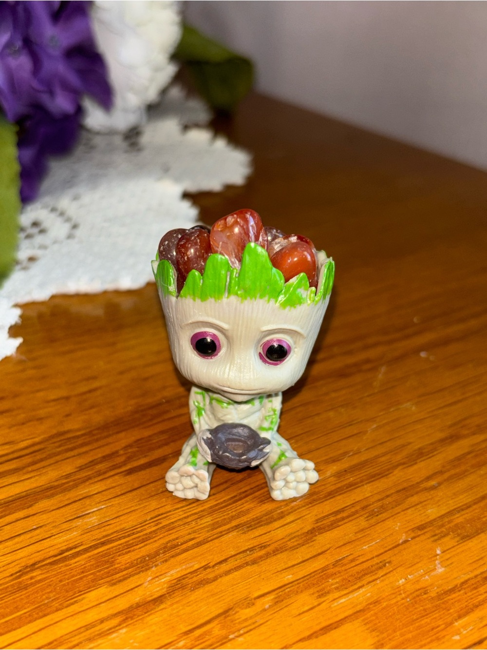 Groot Planter Figurine Carnelian Crystal